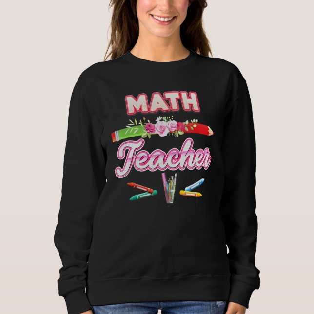 Camiseta Professor De Matemática Lápis Floral De Volta À Es (Frente)