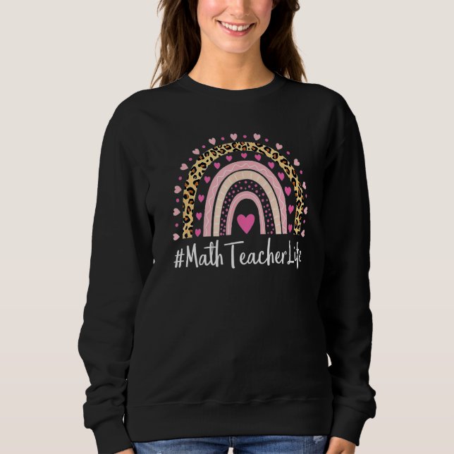 Camiseta Professor de Matemática Life Leopard Print Boho Ra (Frente)
