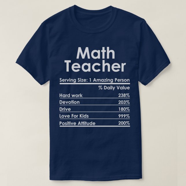 Camiseta Professor de Matemática Nutrição Fala Engraçado Pr (Frente do Design)