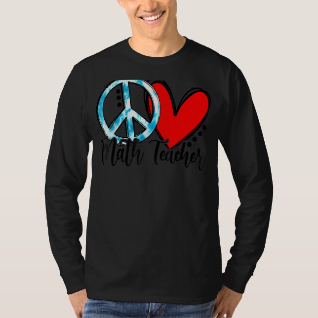 Camiseta Professor de Matemática Peace Love (Frente)