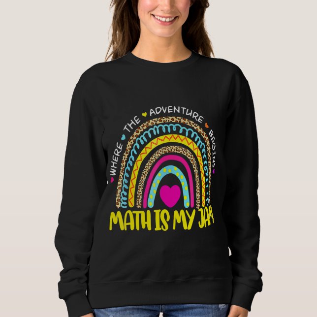 Camiseta Professor de Matemática Rainbow Leopard Math É Meu (Frente)