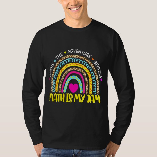 Camiseta Professor de Matemática Rainbow Leopard Math É Meu (Frente)