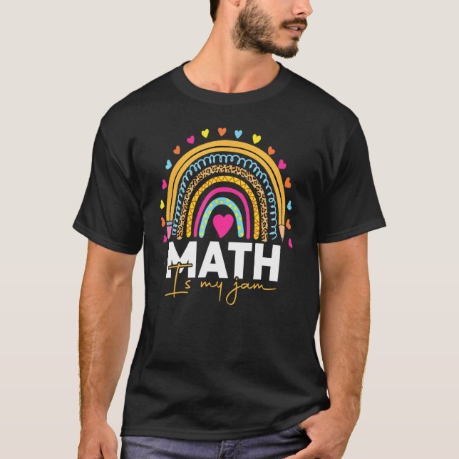 Camiseta Professor de Matemática Rainbow Leopard Math É Meu (Frente)