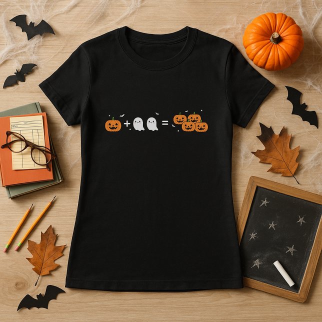 Camiseta Professor de Matemática Spooky Halloween Pumpkin e (Criador carregado)