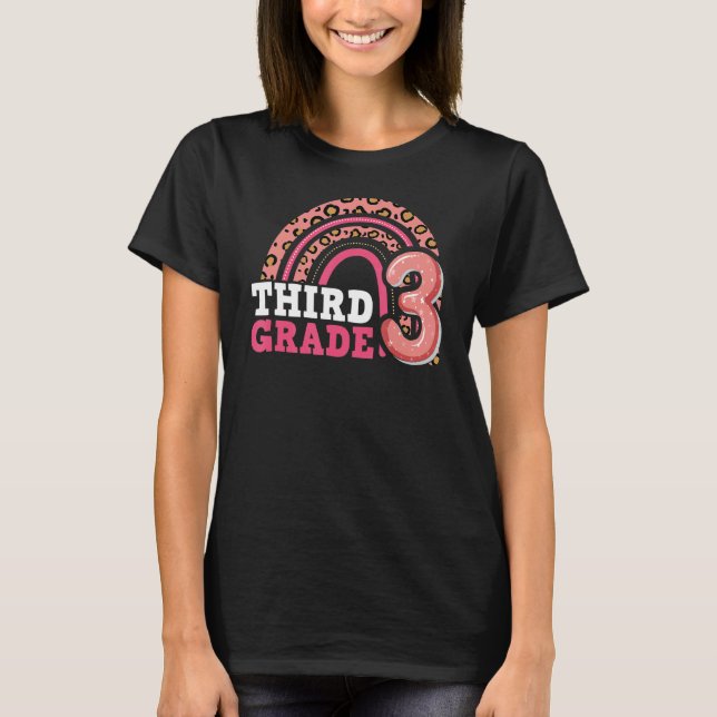 Camiseta Professor de Meninas Arco-Íris do Leopardo 3º ano (Frente)