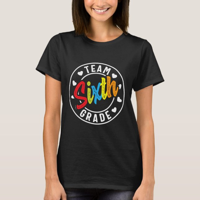 Camiseta Professor De Meninas Do Sexto Ano De Volta À Escol (Frente)