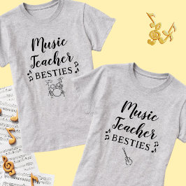 Camiseta Professor de Música Besties Drum Percussion Melhor