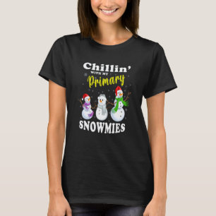 Camiseta Professor de Natal Fofo Relaxando Com Meu Sno Prim