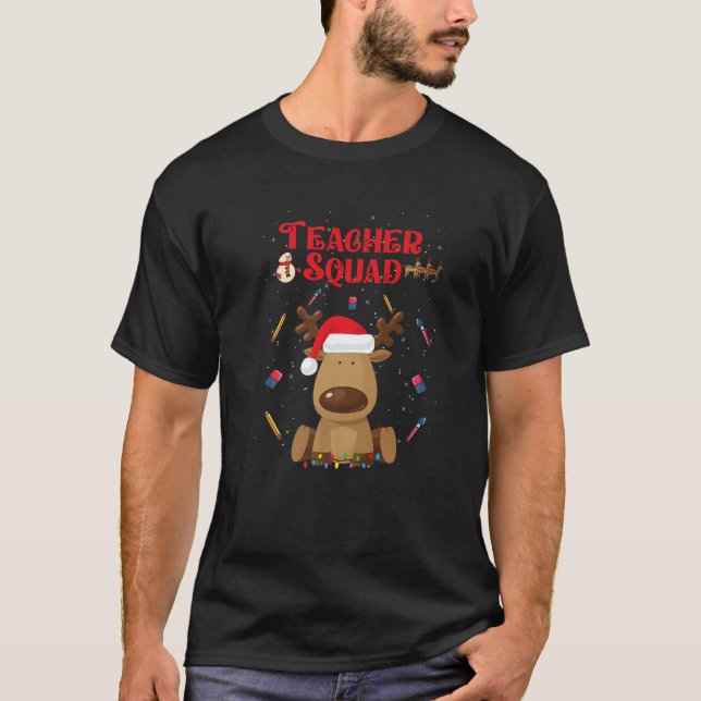 Camiseta Professor de Natal Reindeer Engraçado Professor Ch (Frente)