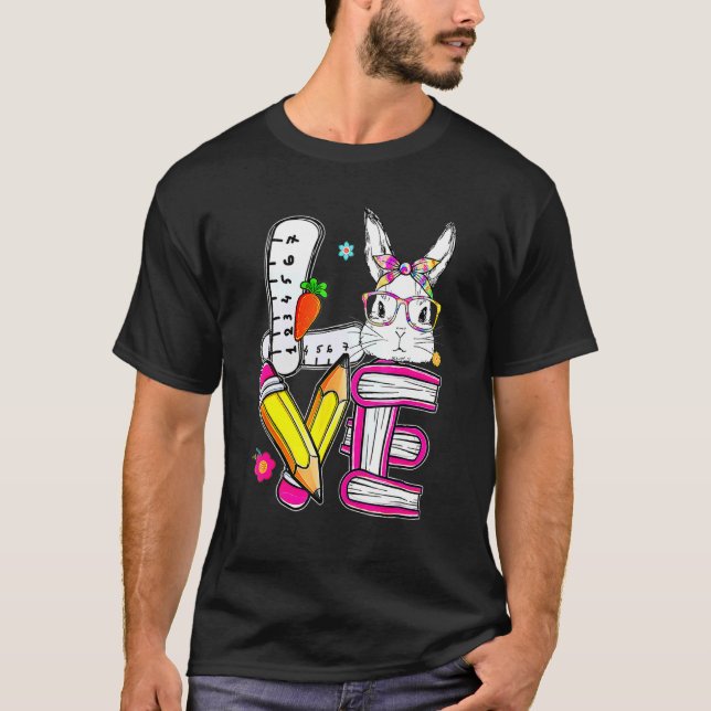 Camiseta Professor de Páscoa de amor - Coelhinho Bonito Fel (Frente)
