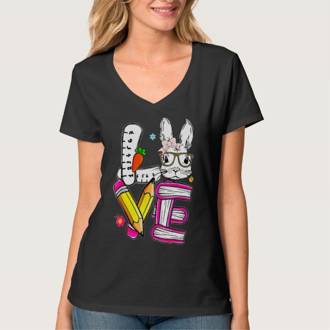 Camiseta Professor de Páscoa de amor - Coelhinho Bonito Fel (Frente)