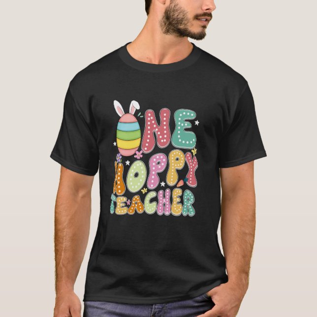 Camiseta Professor de Páscoa Um Professor Coelho Saltitante (Frente)