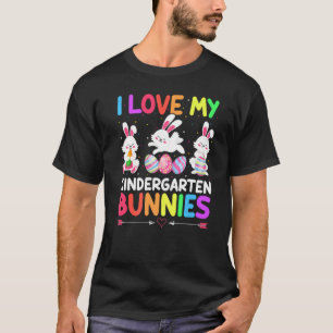 Camiseta Professor de páscoas Eu Amo Meus Bunnies do Jardim