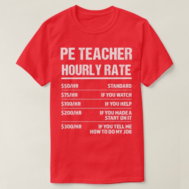 Camiseta Professor de PE com tarifa horária Presente de Ani (Frente do Design)