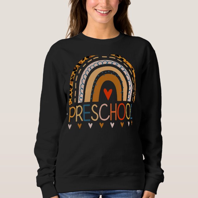 Camiseta Professor de pré-escola Leopard Rainbow Professor  (Frente)