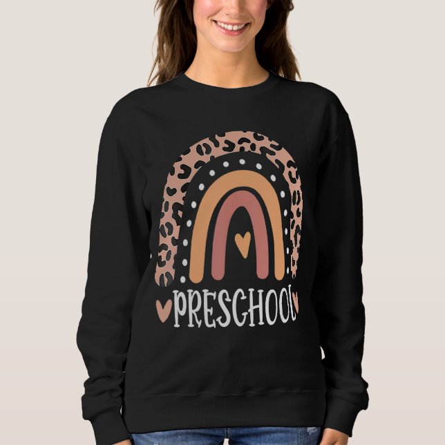Camiseta Professor de pré-escola Leopard Rainbow Professor  (Frente)