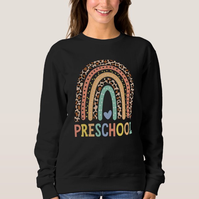 Camiseta Professor de pré-escola Leopard Rainbow Professor  (Frente)