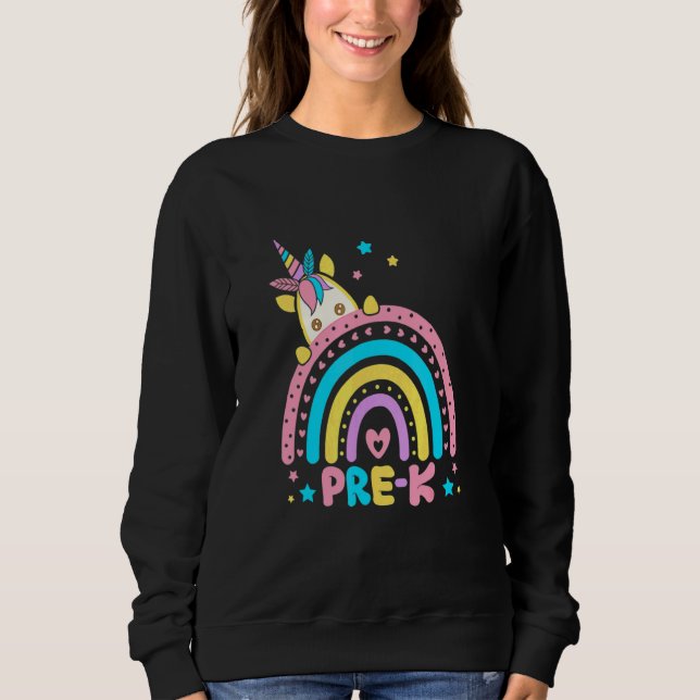 Camiseta Professor de Pré-Escola Leopardo Arco-Íris Volta à (Frente)