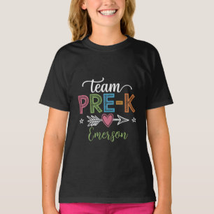 Camiseta Professor de Pré-Escola Pré-K da Equipe com Nome P