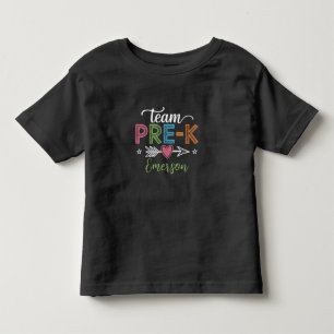 Camiseta Professor de Pré-Escola Pré-K da Equipe com Nome P