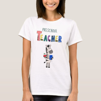 Camiseta Professor de Pré-escola Zebra Fofo