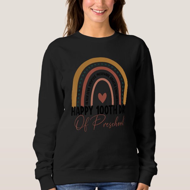 Camiseta Professor De Pré-Escolas 100º Dia Da Escola Boho R (Frente)