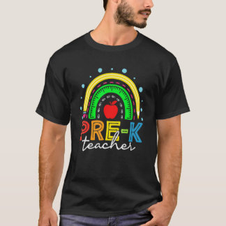 Camiseta Professor de Pré K Arco-íris de Volta às Aulas Pri