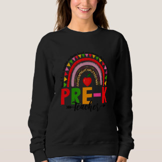 Camiseta Professor de Pré-K de Chuva de Arco-Íris de Leopar