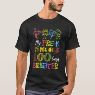 Camiseta Professor de Pré K Fofo 100 Dias Mais Brilhante 10