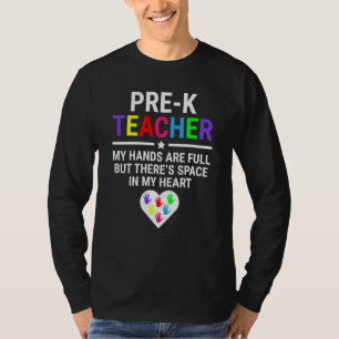 Camiseta Professor de Pré K Minhas Mãos Estão Cheias Cute C