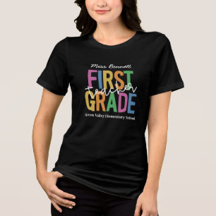 Camiseta Professor de Primeiro Ano Multi Cor Adicionar Nome