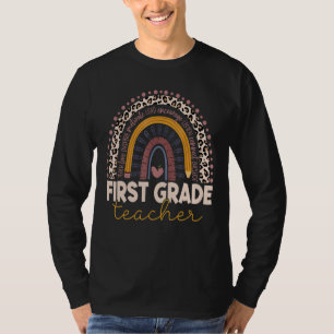 Camiseta Professor de primeiro grau Leopard Rainbow 1 Grau