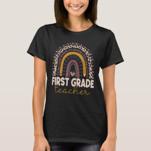 Camiseta Professor de primeiro grau Leopard Rainbow 1 Grau