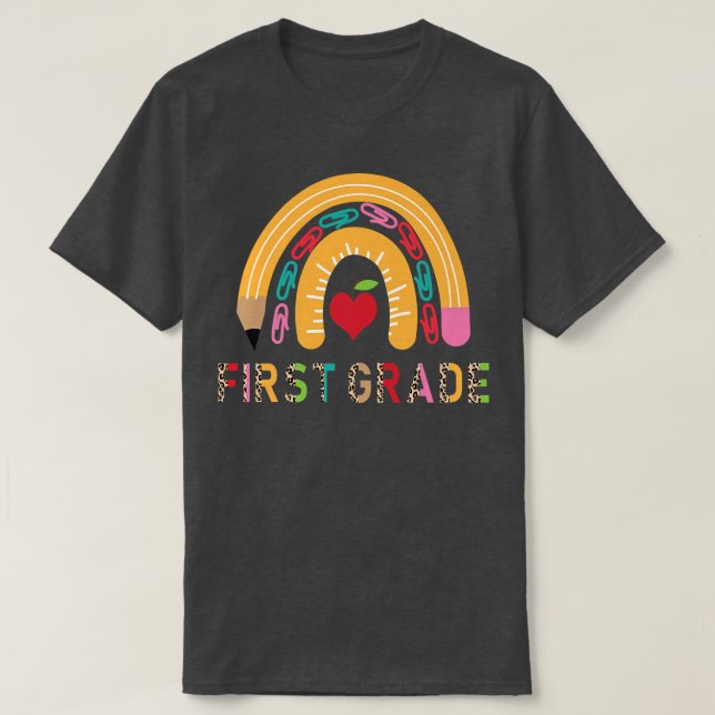 Camiseta Professor De Primeiro Grau Pancil Arco-Íris De Vol (Frente do Design)