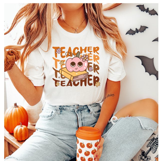 Camiseta Professor de Queda Fora Bonita Pumpkin Halloween (Criador carregado)