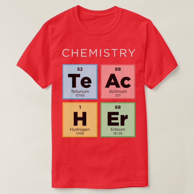 Camiseta Professor de Química Mesa Periódica de Elementos C (Frente do Design)
