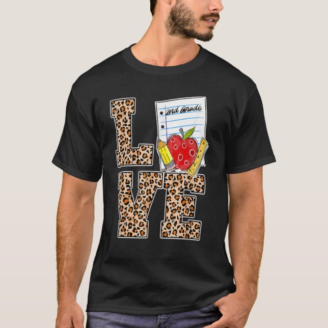 Camiseta Professor de segundo de Amor Apreciação Leopard Ba (Frente)