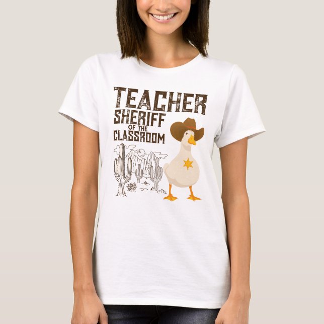 Camiseta Professor de volta à escola Cowboy Retro Goose Eng (Frente)