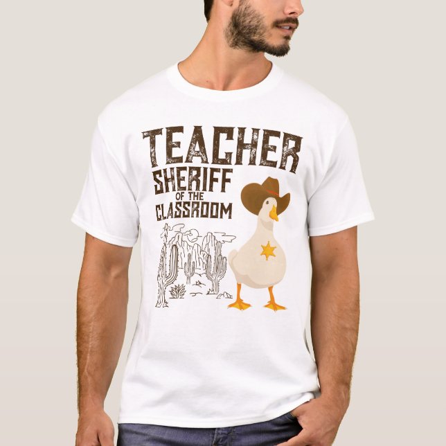 Camiseta Professor de volta à escola Cowboy Retro Goose Eng (Frente)