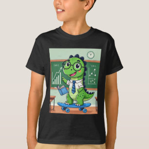 Camiseta Professor Dinossauro Fofo Andando De Skate Na Sala