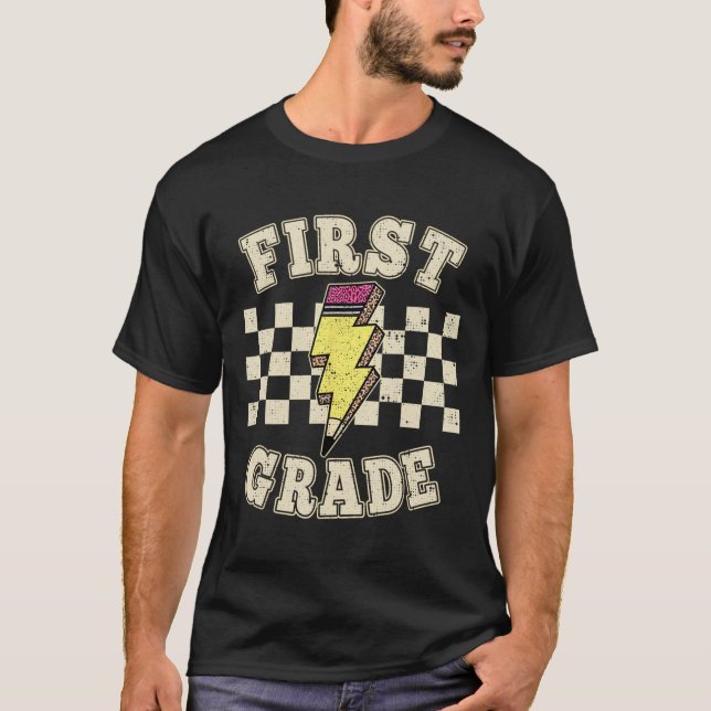 Camiseta Professor do 1º ano do fundamental raio lápis retr (Frente)