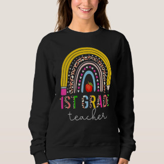 Camiseta Professor do 1º Ano Lápis Arco-íris Fofo Costas de