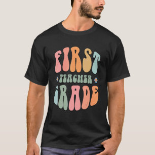 Camiseta Professor do 1º Ano Retro Groovy Volta às Aulas Pr