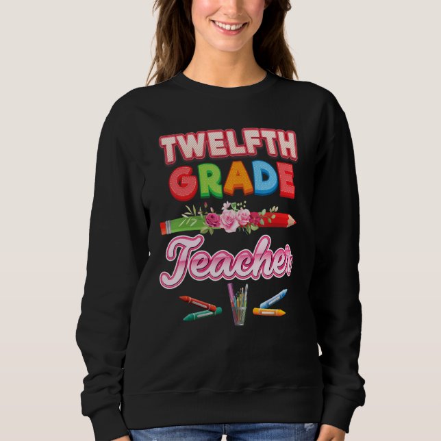 Camiseta Professor do 12º ano Lápis Décimo Segundo Floral F (Frente)