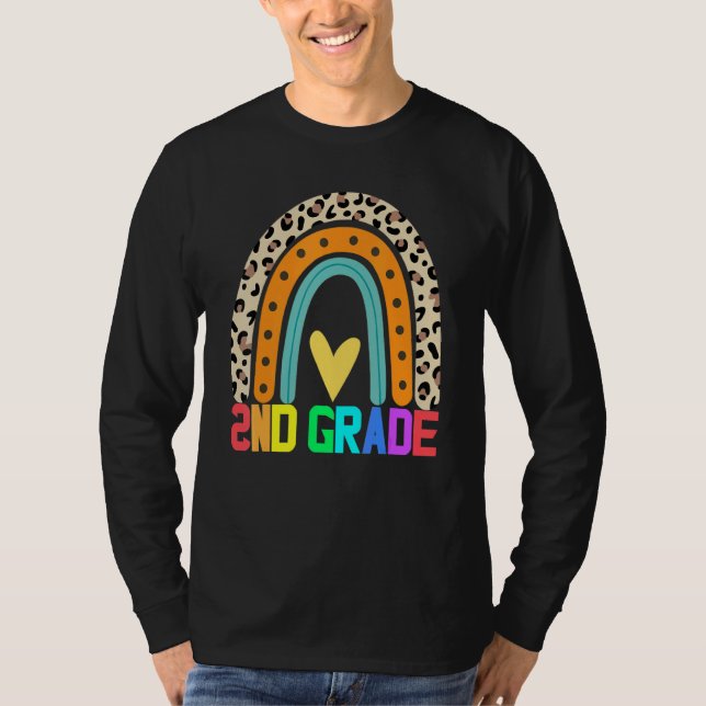 Camiseta Professor do 2º ano Leopard segundo Rainbow Grade  (Frente)