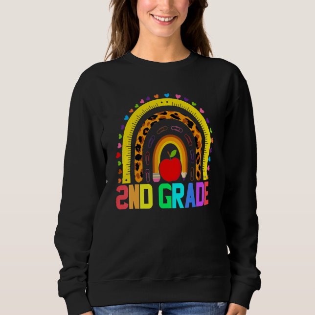 Camiseta Professor do 2º ano Leopard segundo Rainbow Grade  (Frente)