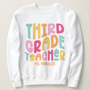 Camiseta Professor do 3º Ano Design de Texto Colorido