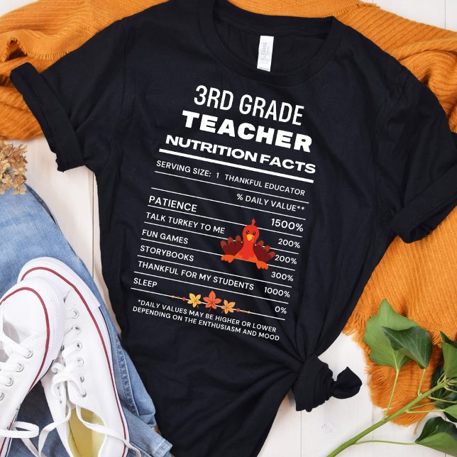 Camiseta Professor do 3º ano Fatos Nutricionais de Ação de  (Criador carregado)