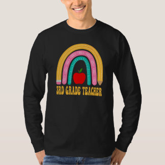 Camiseta Professor do 3º Ano Lápis Arco-Íris Volta às Aulas