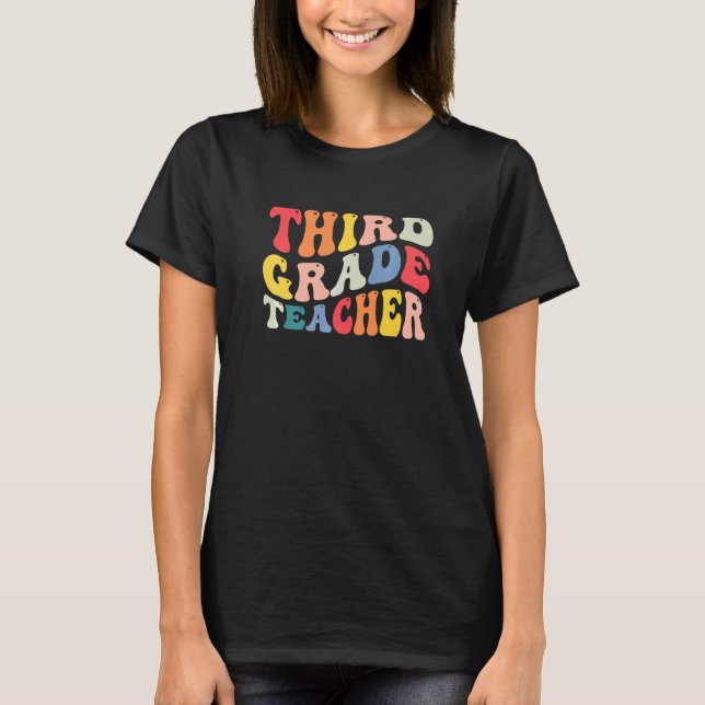 Camiseta Professor do 3º grau de volta à Escola Retro Groov (Frente)